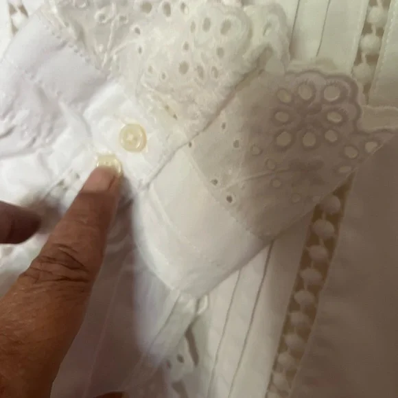 White Ruffled Mandarin Collar Blouse Sundance - Picture 4 of 8